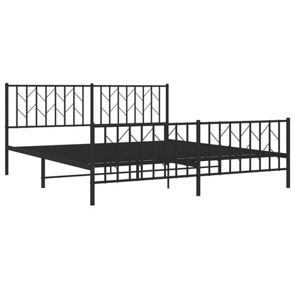 Metal Bed Frame without Mattress with Footboard Black 183x213 cm