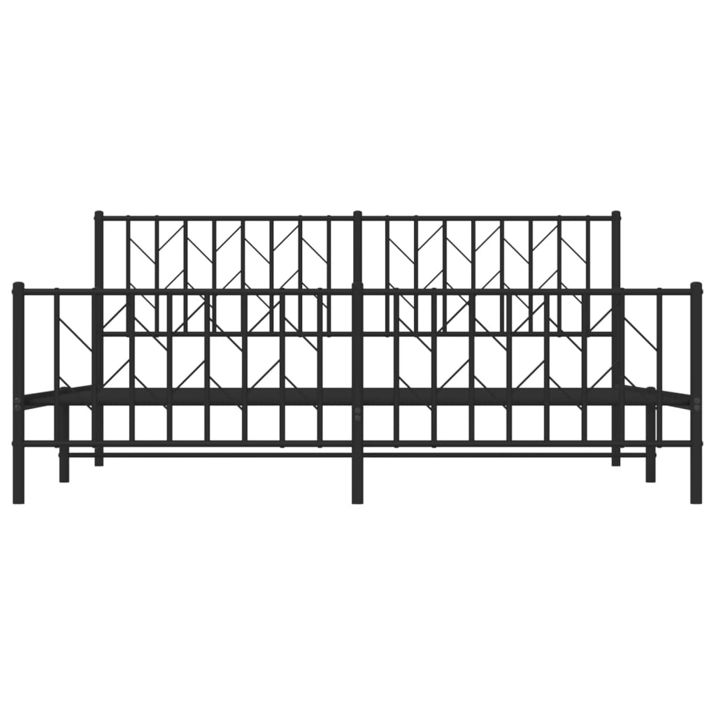 Metal Bed Frame without Mattress with Footboard Black 183x213 cm