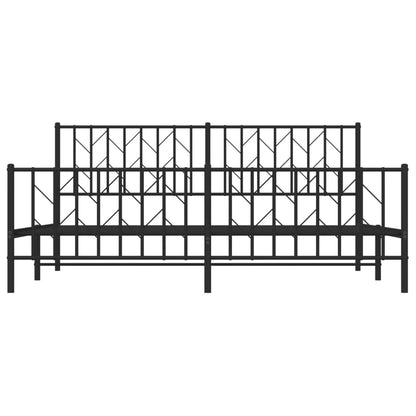 Metal Bed Frame without Mattress with Footboard Black 183x213 cm