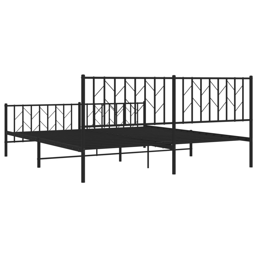 Metal Bed Frame without Mattress with Footboard Black 183x213 cm