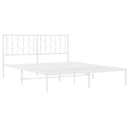 Metal Bed Frame without Mattress with Headboard White 150x200 cm King Size