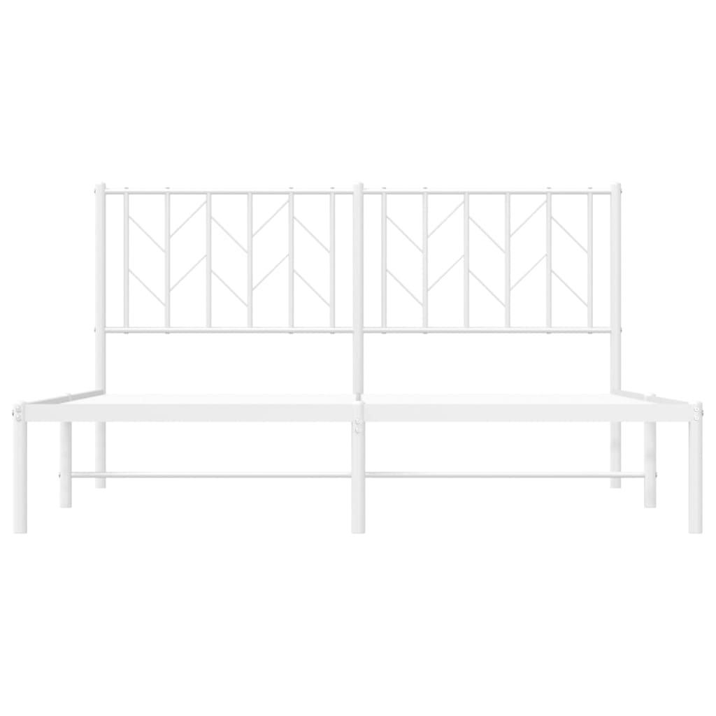 Metal Bed Frame without Mattress with Headboard White 150x200 cm King Size