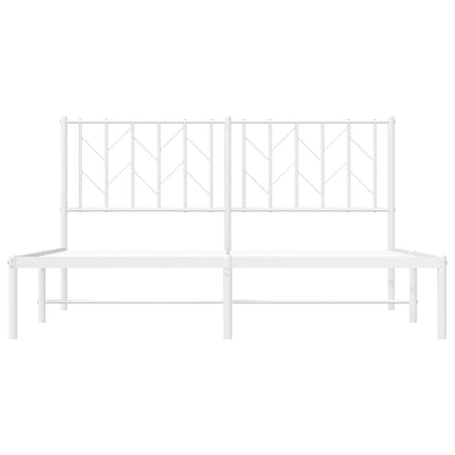 Metal Bed Frame without Mattress with Headboard White 150x200 cm King Size