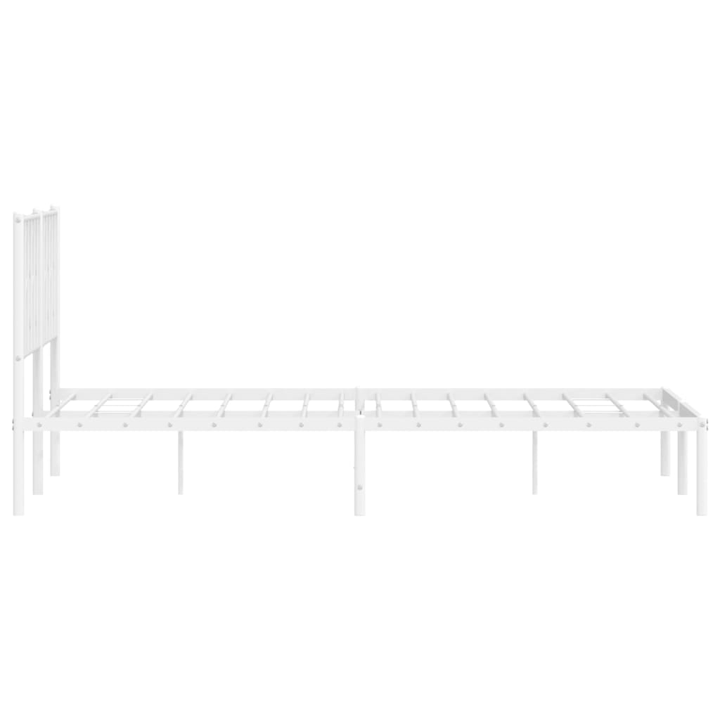 Metal Bed Frame without Mattress with Headboard White 150x200 cm King Size