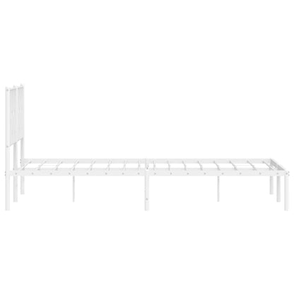 Metal Bed Frame without Mattress with Headboard White 150x200 cm King Size