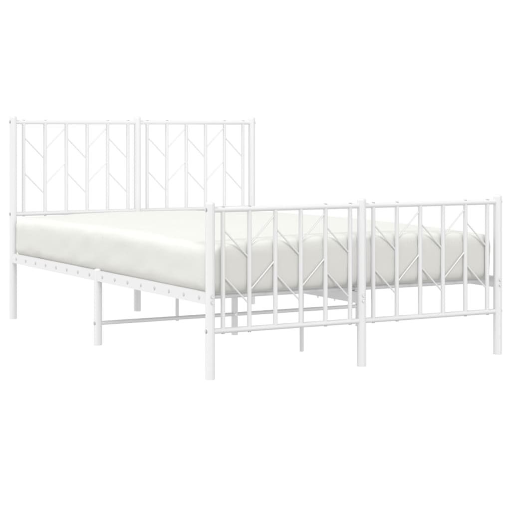 Metal Bed Frame with Headboard and Footboard White 120x200 cm