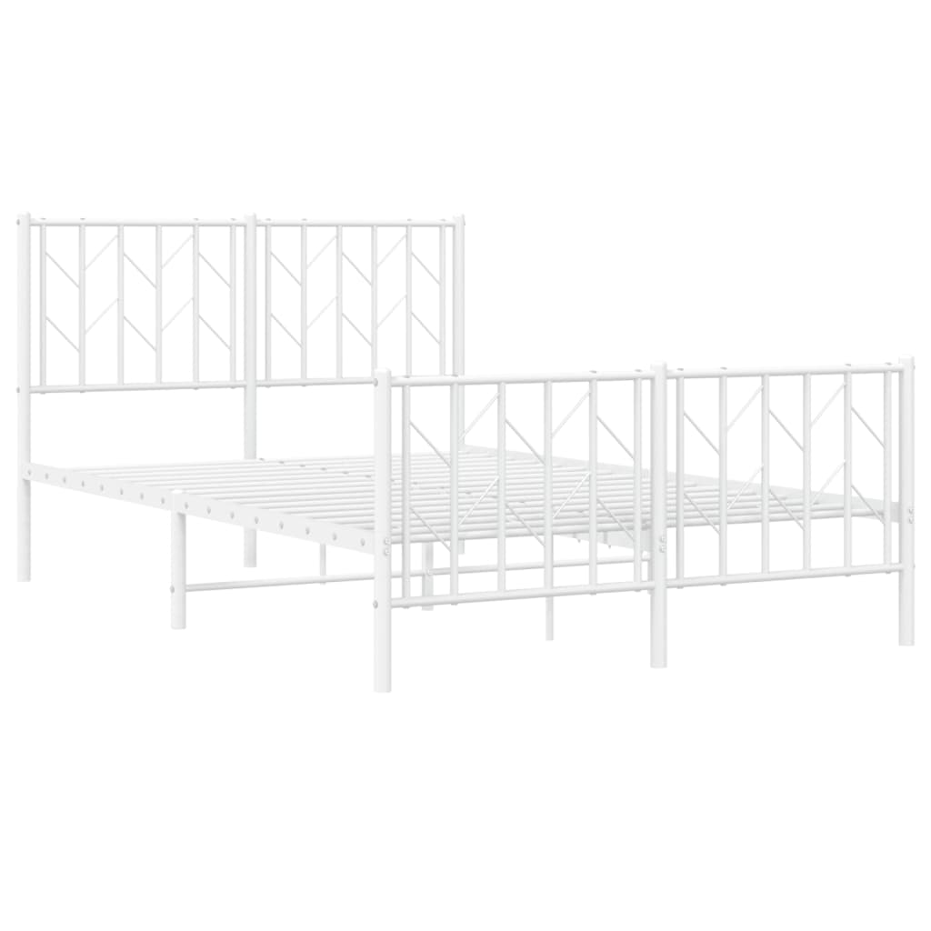 Metal Bed Frame with Headboard and Footboard White 120x200 cm