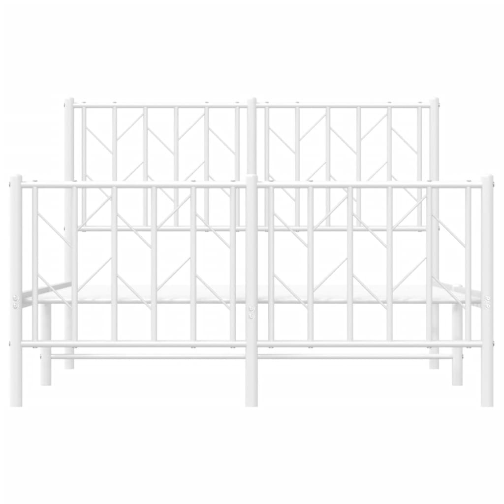 Metal Bed Frame with Headboard and Footboard White 120x200 cm