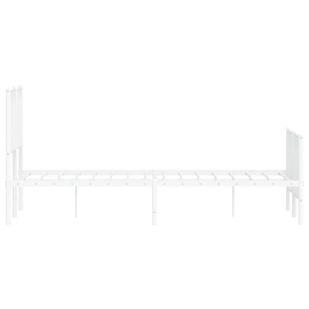 Metal Bed Frame with Headboard and Footboard White 120x200 cm