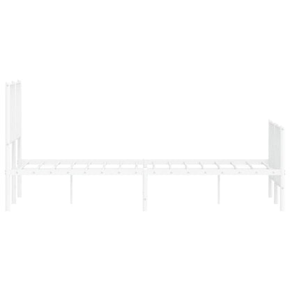 Metal Bed Frame with Headboard and Footboard White 120x200 cm