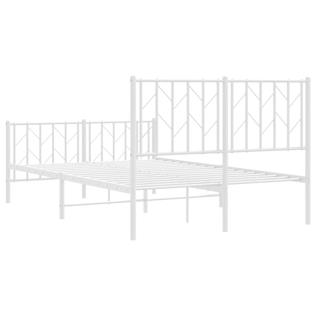 Metal Bed Frame with Headboard and Footboard White 120x200 cm