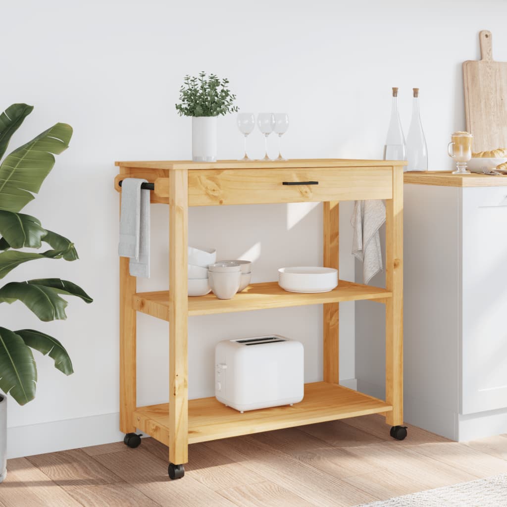 Kitchen Trolley MONZA 84x40x90 cm Solid Wood Pine