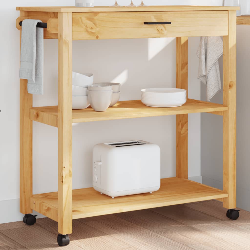 Kitchen Trolley MONZA 84x40x90 cm Solid Wood Pine