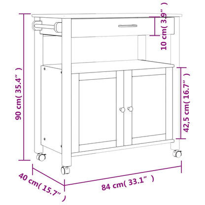 Kitchen Trolley MONZA 84x40x90 cm Solid Wood Pine