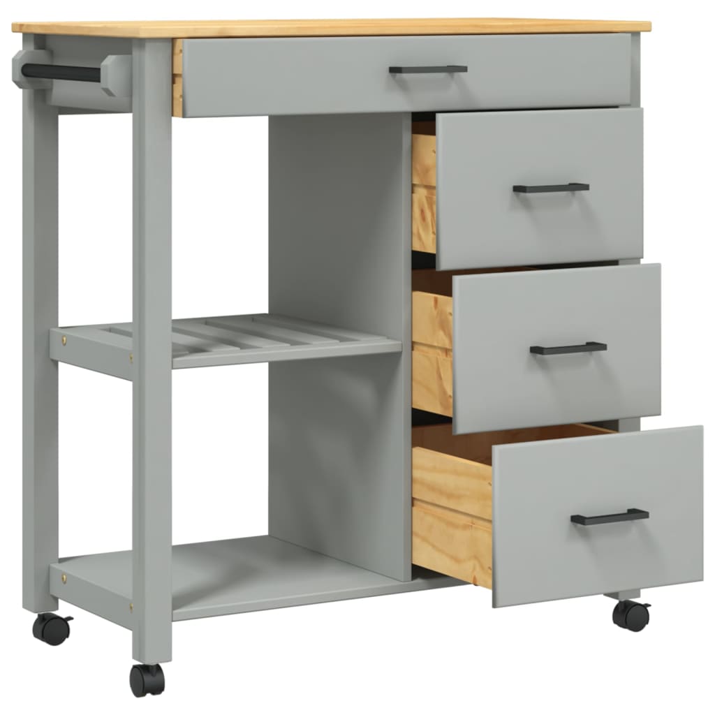 Kitchen Trolley MONZA 84x40x90 cm Solid Wood Pine