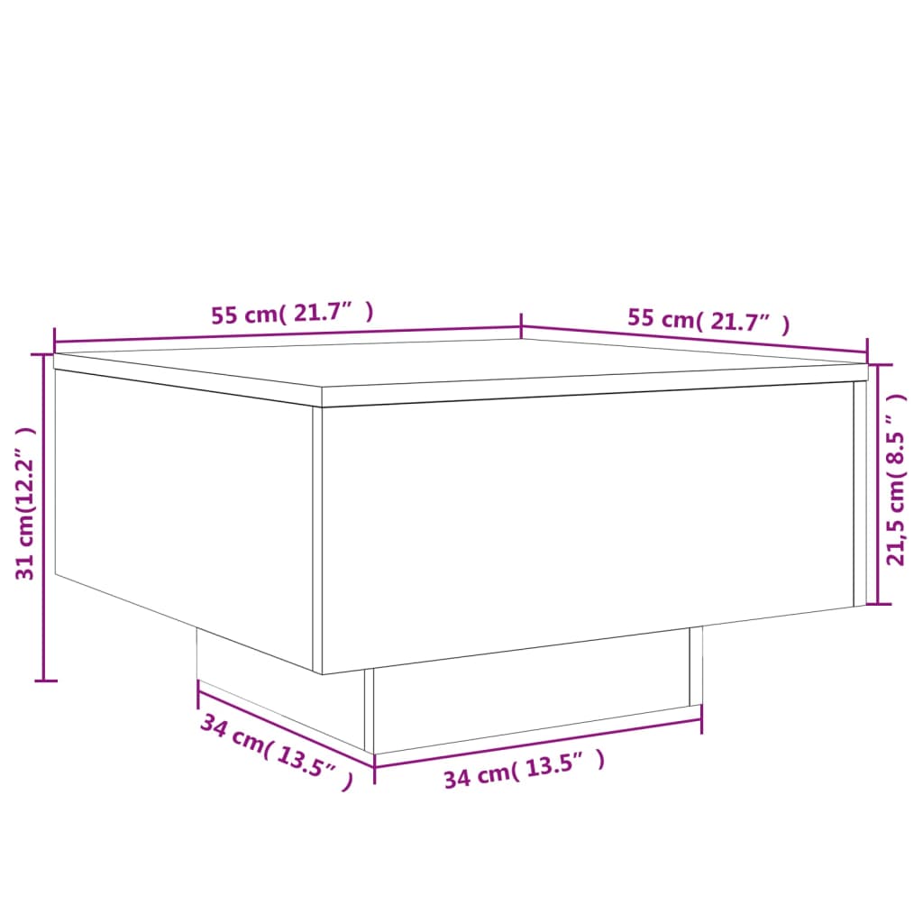 Coffee Table White 55x55x31 cm Engineered Wood