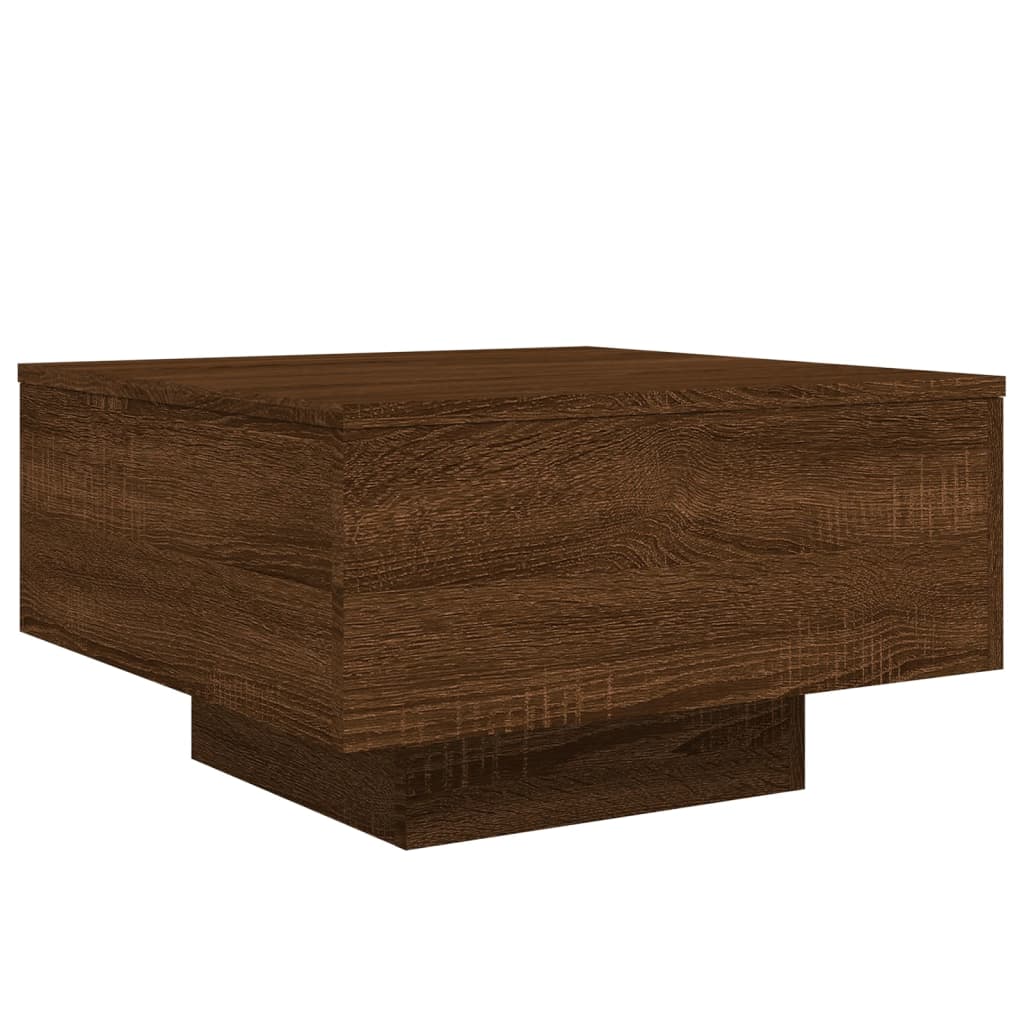 Coffee Table with LED Lights Brown Oak 55x55x31 cm