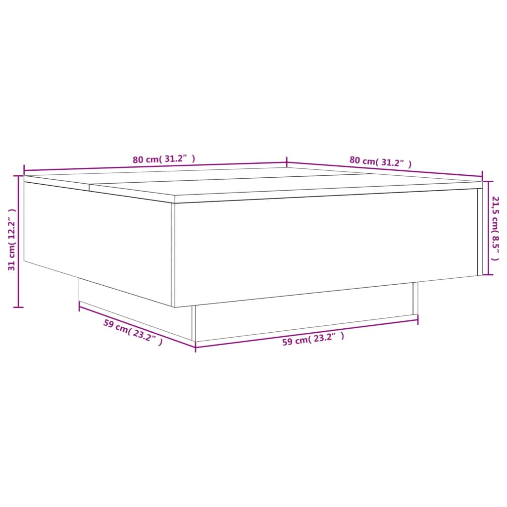 Coffee Table Sonoma Oak 80x80x31 cm Engineered Wood