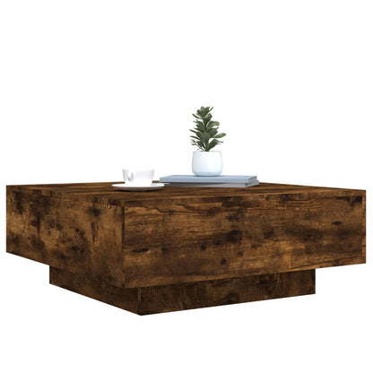 Coffee Table with LED Lights Smoked Oak 80x80x31 cm