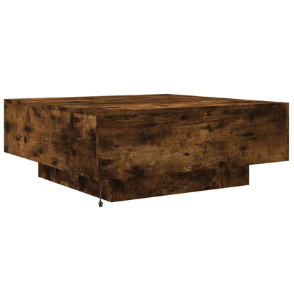 Coffee Table with LED Lights Smoked Oak 80x80x31 cm