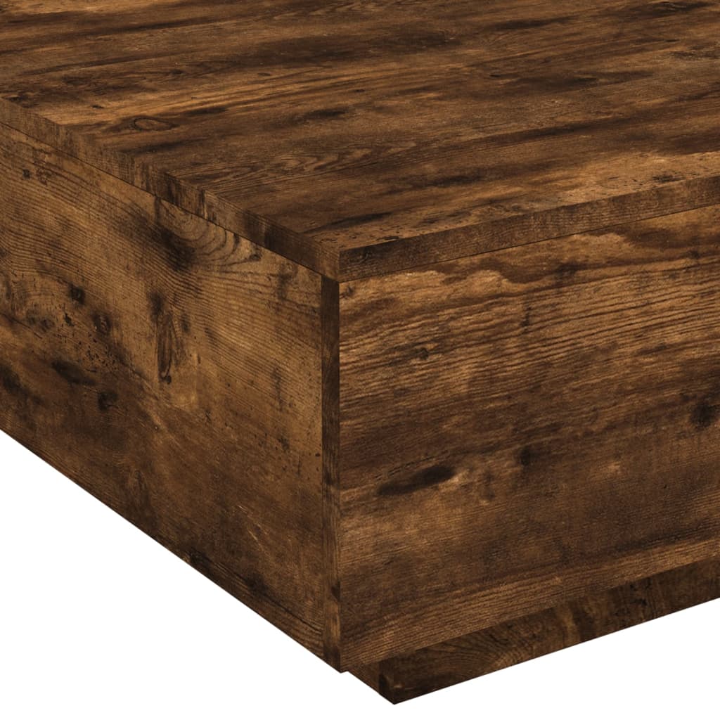 Coffee Table with LED Lights Smoked Oak 80x80x31 cm