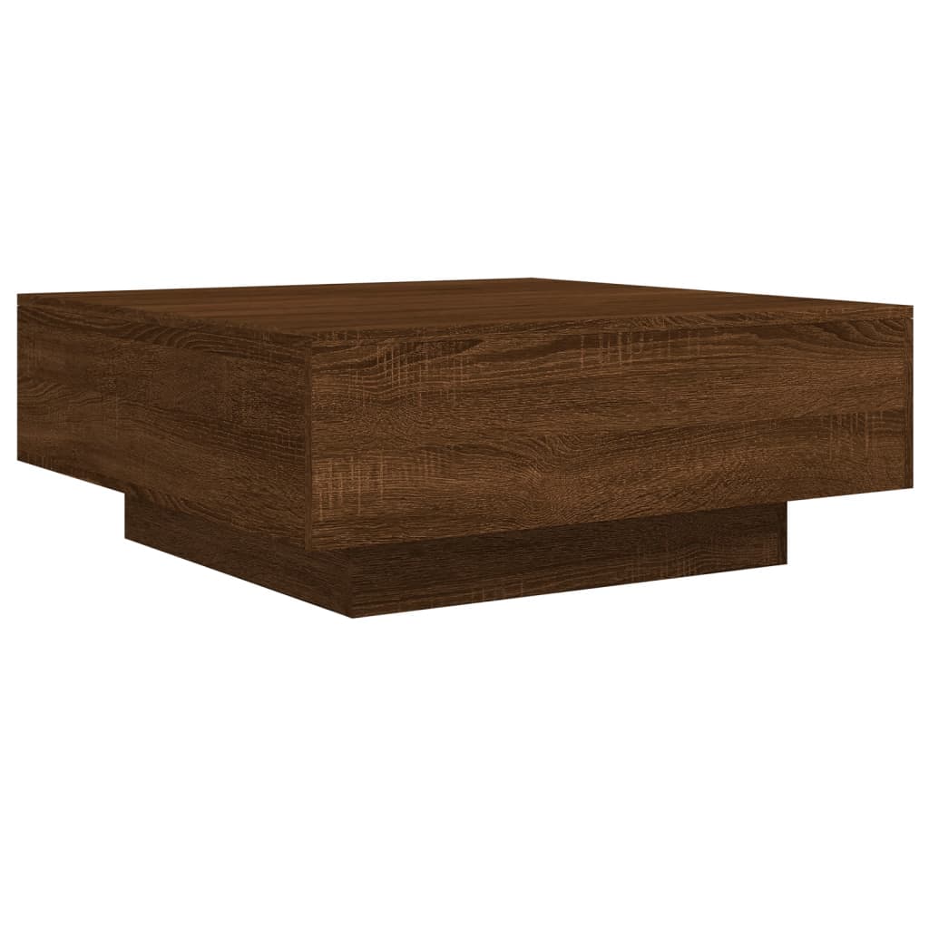 Coffee Table with LED Lights Brown Oak 80x80x31 cm