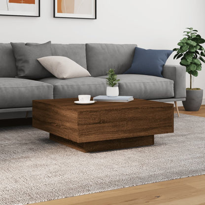 Coffee Table with LED Lights Brown Oak 80x80x31 cm