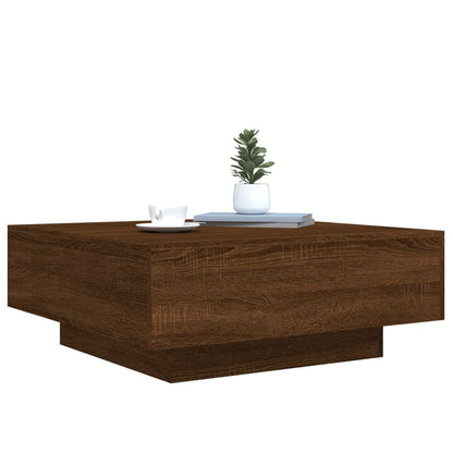 Coffee Table with LED Lights Brown Oak 80x80x31 cm