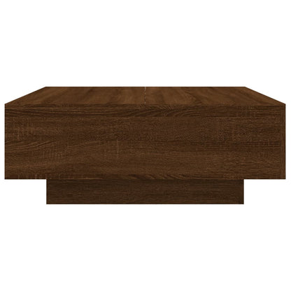 Coffee Table with LED Lights Brown Oak 80x80x31 cm