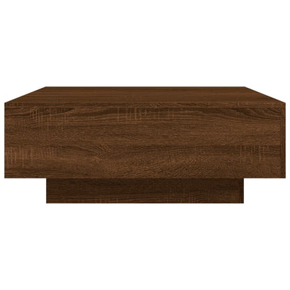 Coffee Table with LED Lights Brown Oak 80x80x31 cm