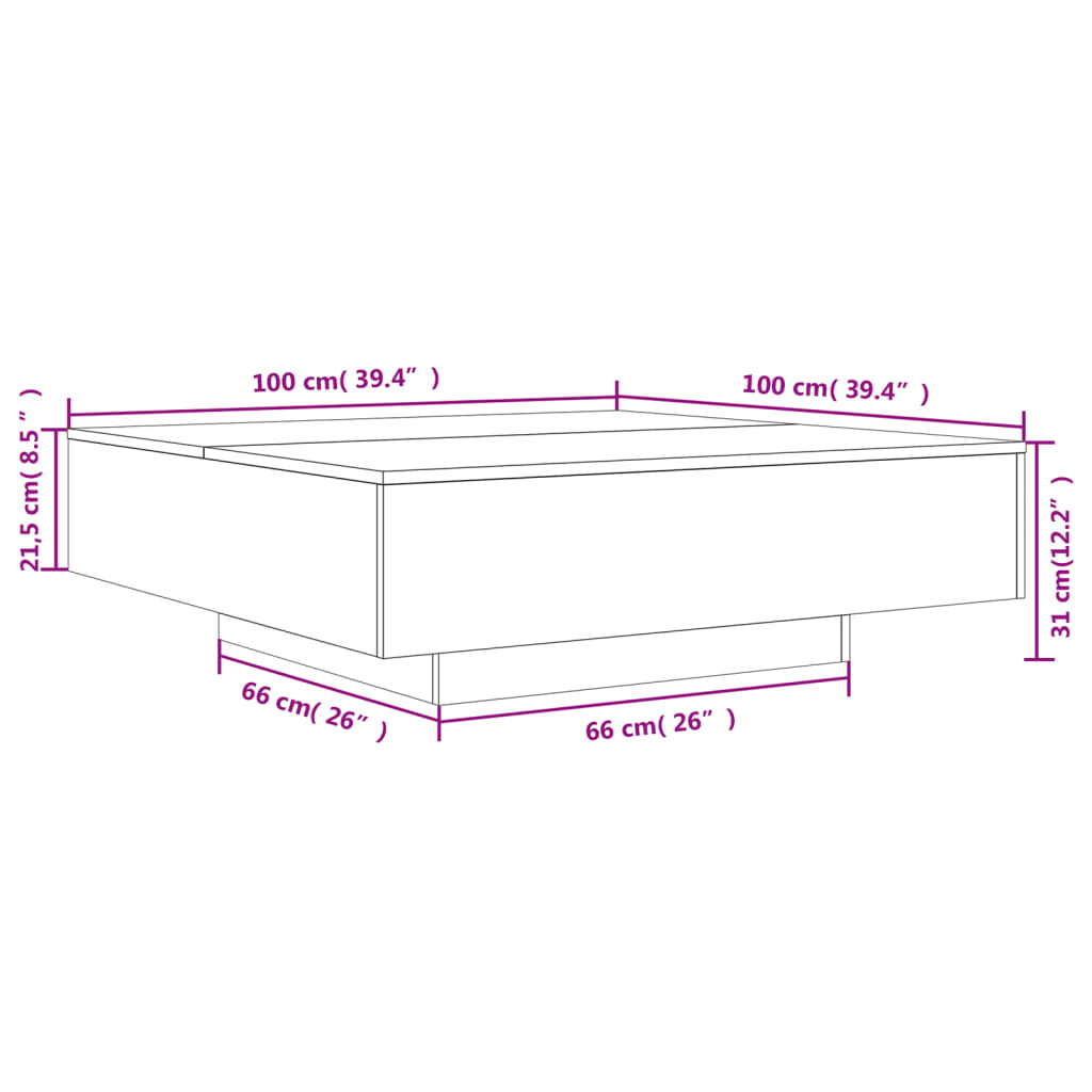 Coffee Table Smoked Oak 100x100x31 cm Engineered Wood