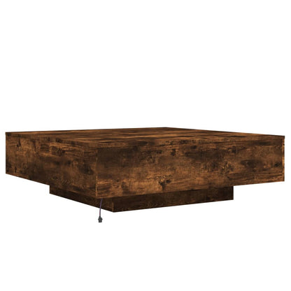 Coffee Table with LED Lights Smoked Oak 100x100x31 cm