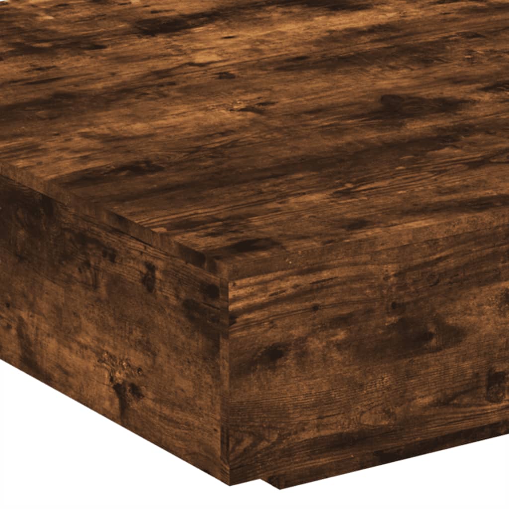 Coffee Table with LED Lights Smoked Oak 100x100x31 cm