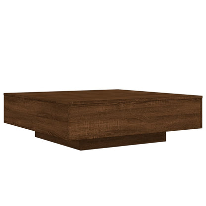 Coffee Table with LED Lights Brown Oak 100x100x31 cm