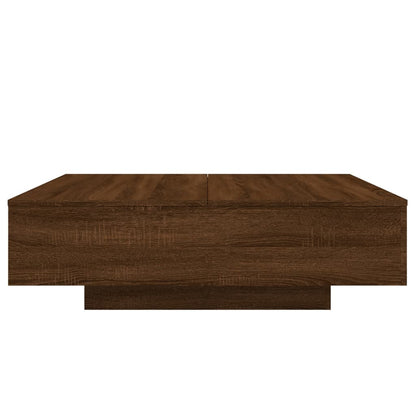 Coffee Table with LED Lights Brown Oak 100x100x31 cm