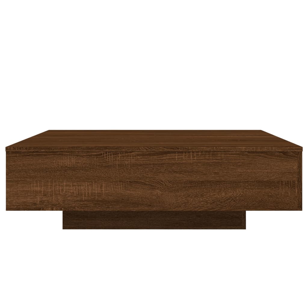 Coffee Table with LED Lights Brown Oak 100x100x31 cm