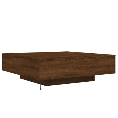 Coffee Table with LED Lights Brown Oak 100x100x31 cm