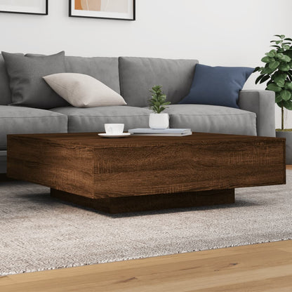 Coffee Table with LED Lights Brown Oak 100x100x31 cm