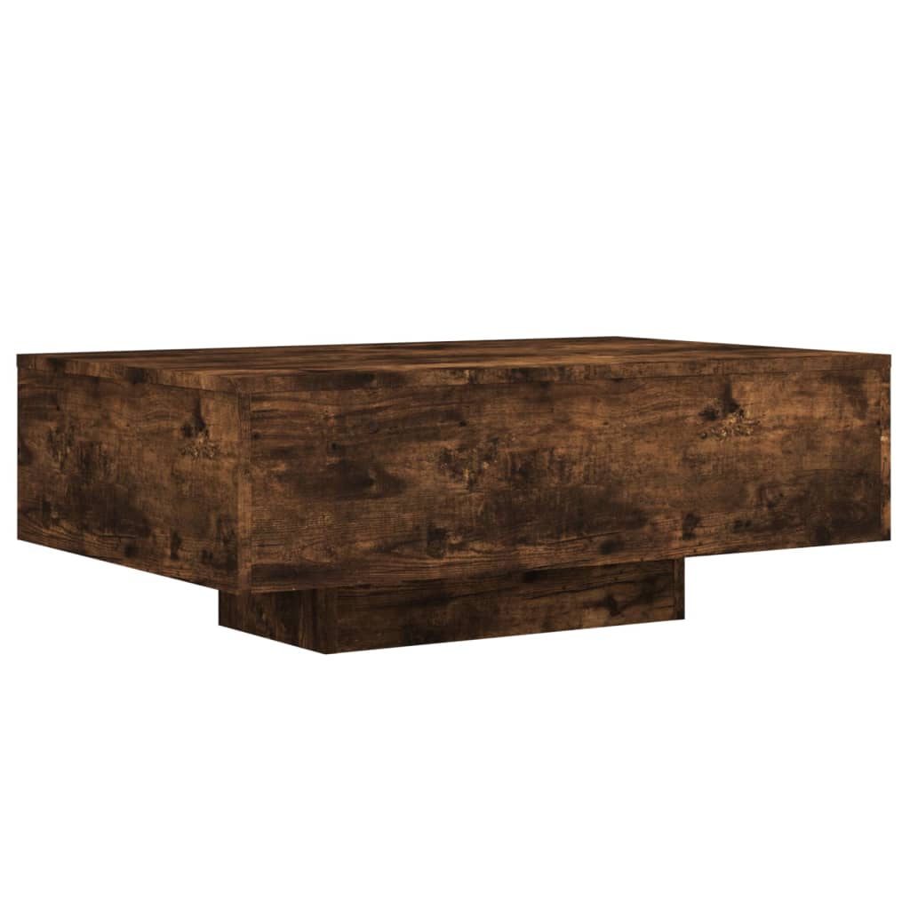 Coffee Table with LED Lights Smoked Oak 85x55x31 cm