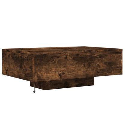 Coffee Table with LED Lights Smoked Oak 85x55x31 cm