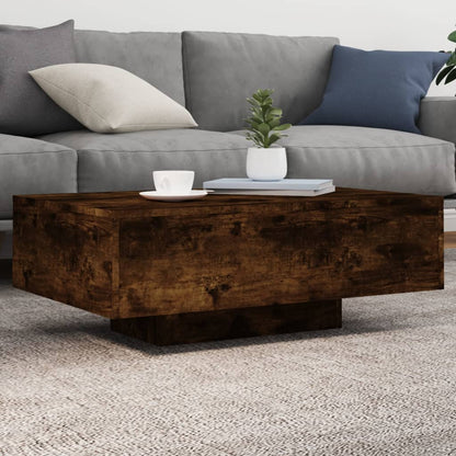 Coffee Table with LED Lights Smoked Oak 85x55x31 cm