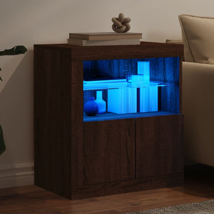 Sideboard with LED Lights Brown Oak 60.5x37x67 cm