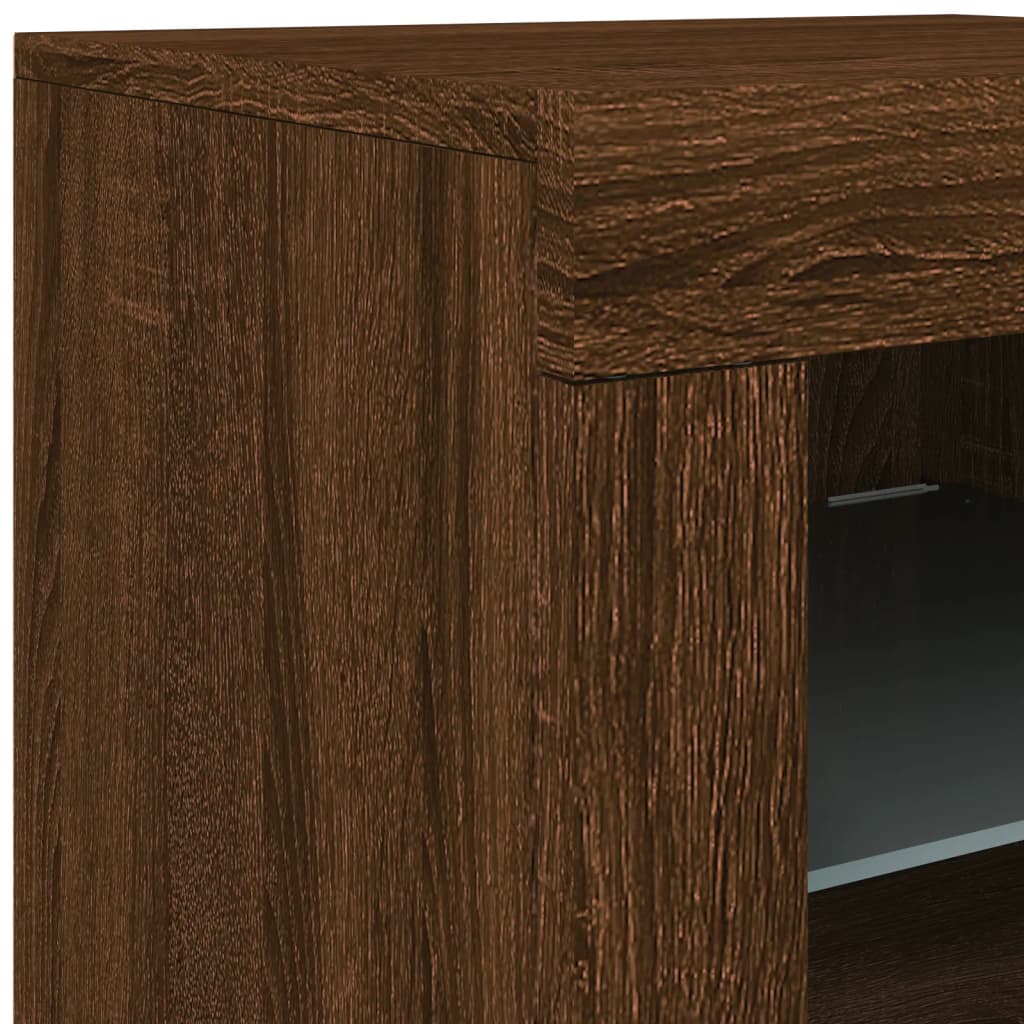 Sideboard with LED Lights Brown Oak 60.5x37x67 cm