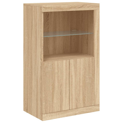 Side Cabinet with LED Lights Sonoma Oak Engineered Wood