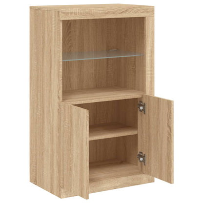 Side Cabinet with LED Lights Sonoma Oak Engineered Wood