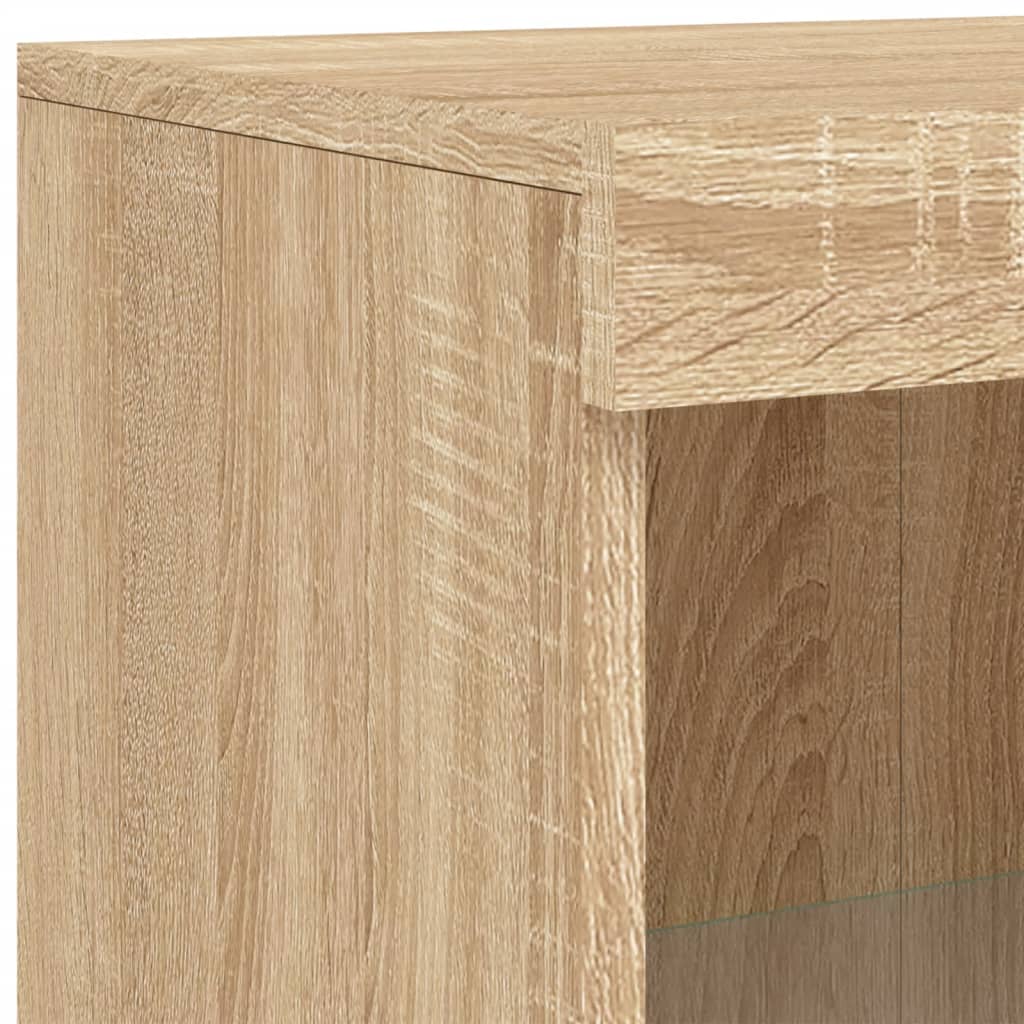 Side Cabinet with LED Lights Sonoma Oak Engineered Wood