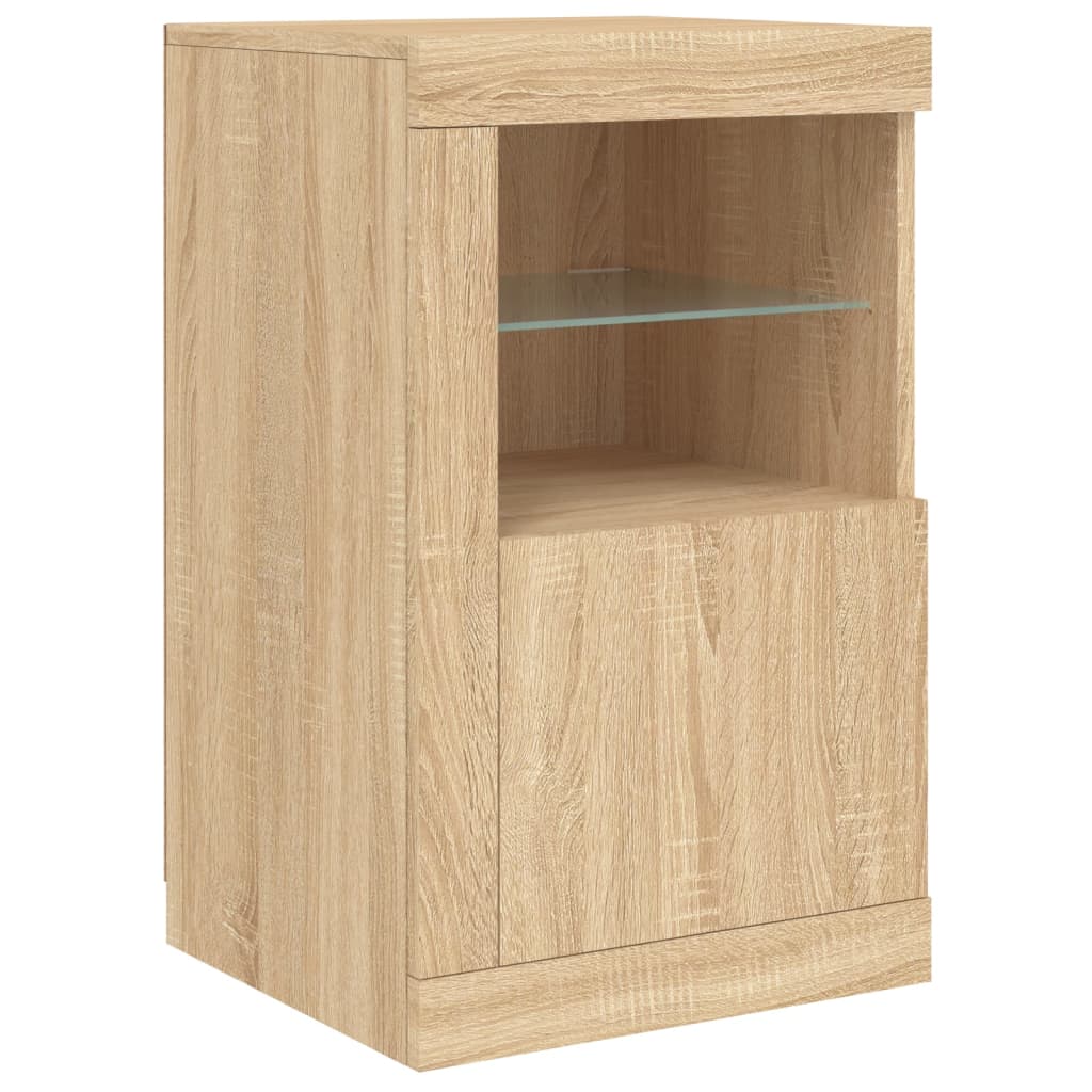 Side Cabinet with LED Lights Sonoma Oak Engineered Wood