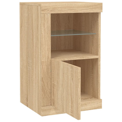 Side Cabinet with LED Lights Sonoma Oak Engineered Wood