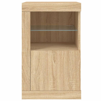 Side Cabinet with LED Lights Sonoma Oak Engineered Wood