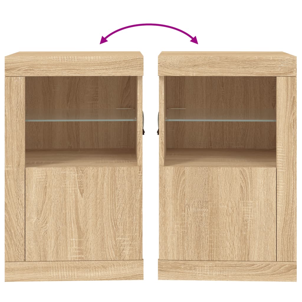 Side Cabinet with LED Lights Sonoma Oak Engineered Wood